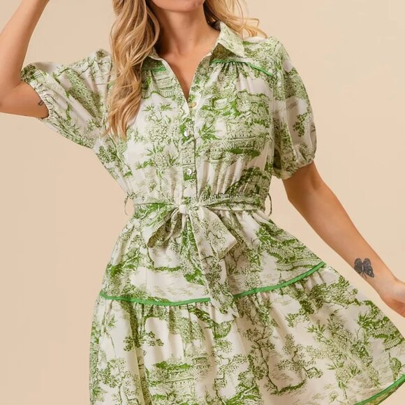 BiBi Woven Printed Tiered Dress - Picture 13 of 16